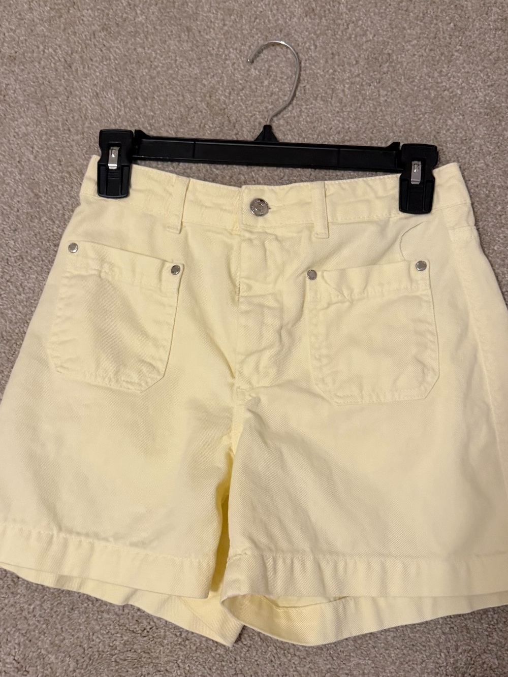 Zara Pale Yellow High-Rise Bermuda Shorts